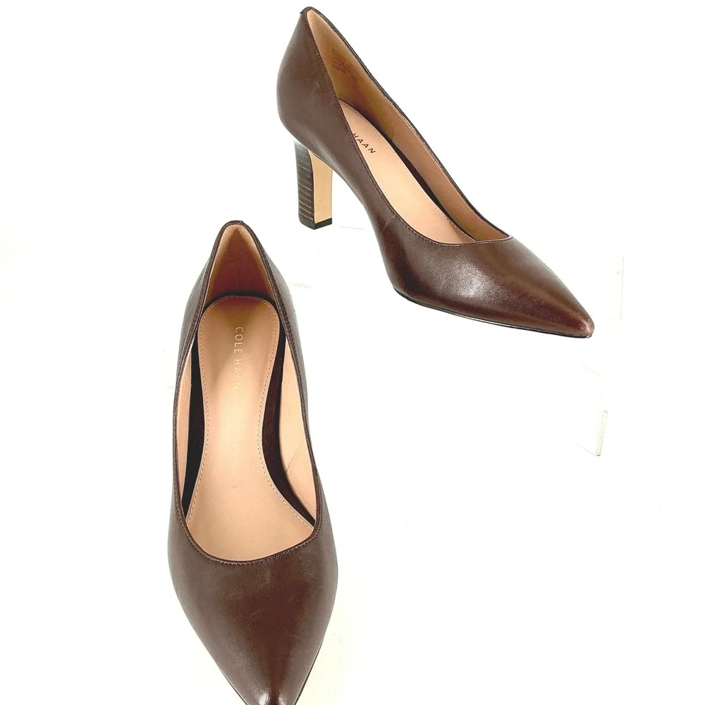 Cole Haan Grand 360 Size 9.5 Brown Leather Pointed Toe Heel Pumps NEW Mylah $130